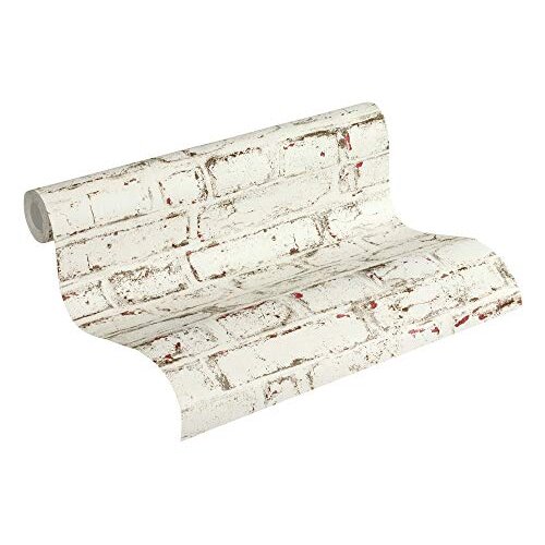 Brick Wallpaper Elements A.S. Création Non-Woven Wallpaper 10.05 m x 0.53 m White Red Beige Made in Germany 371621 37162-1